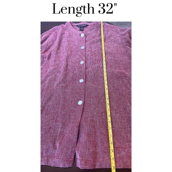 EUC Dialogue Linen Blend Button Down Tunic Red White Size 2X Women's Top - Picture 4 of 8